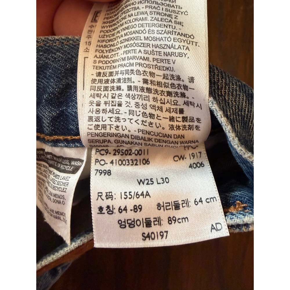 Levi's 501 Skinny Jeans Womens 25x30 Blue Excellent Selvedge Detail Button Fly - Picture 7 of 9